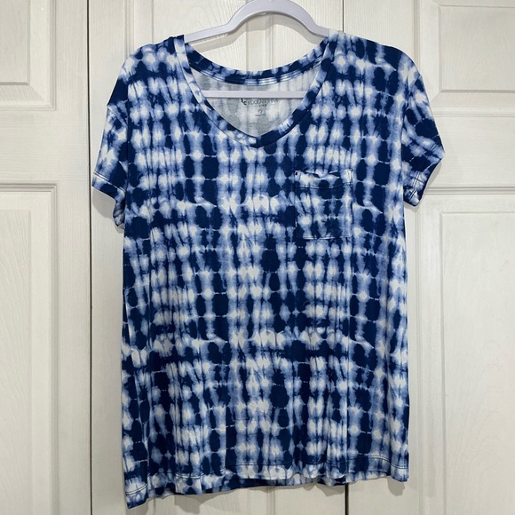 🖤 NWOT Koolaburra by UGG Blue and White Tie Dye Pattern Short Sleeve Pajamas PS - Picture 2 of 7